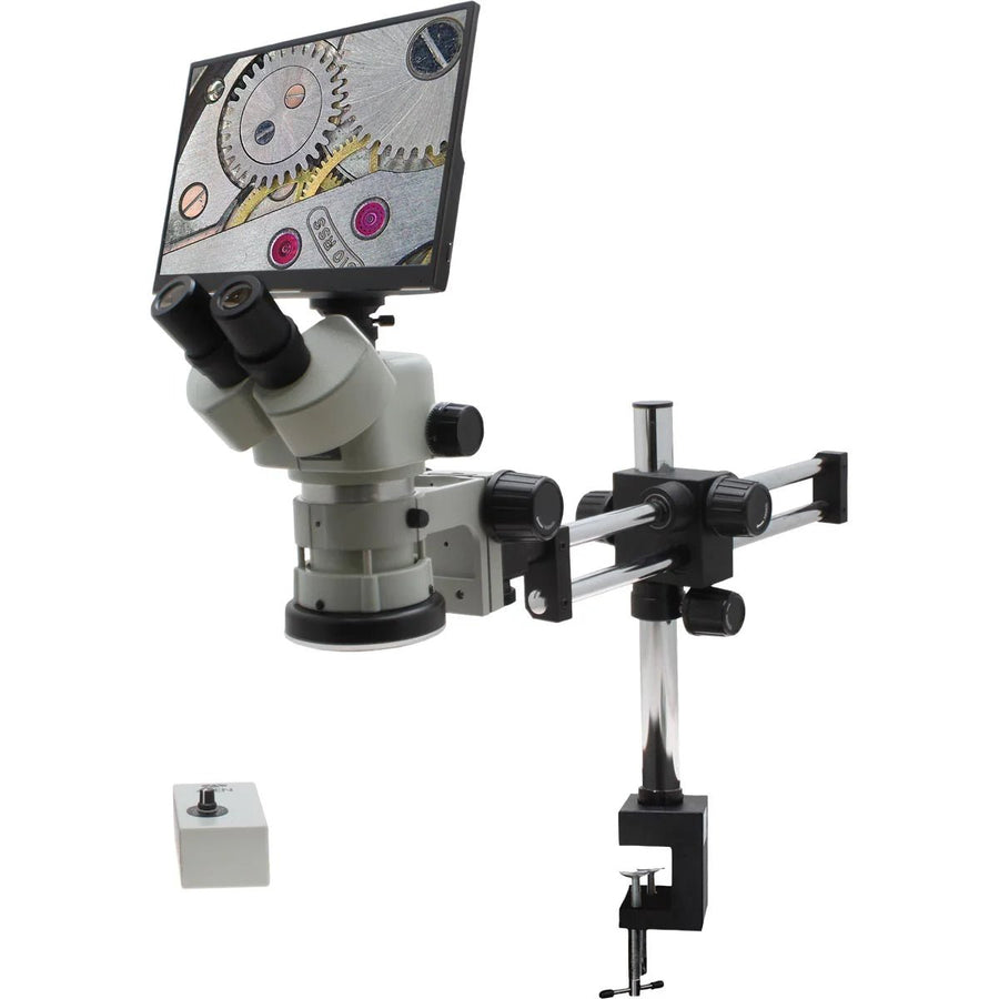 Aven 26800B-712 SPZV-50 Stereo Zoom Microscope, 6.7x–50x with DABS Table Clamp and LED Ring Light Aven Tools MTESolutions
