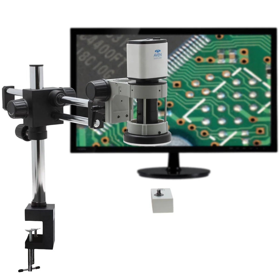 Aven 26800B-715 Mighty Cam Pro Digital Microscope, 7X-70X, Double-Arm Boom Stand with HD Monitor Aven Tools MTESolutions