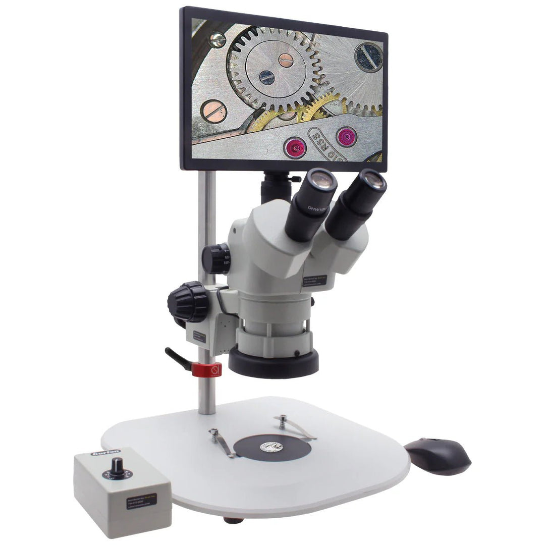 Aven 26800B-723 SPZ-50 Stereo Zoom Microscope, 6.7x–50x with Eidos Camera and Ergo Post Stand Aven Tools MTESolutions