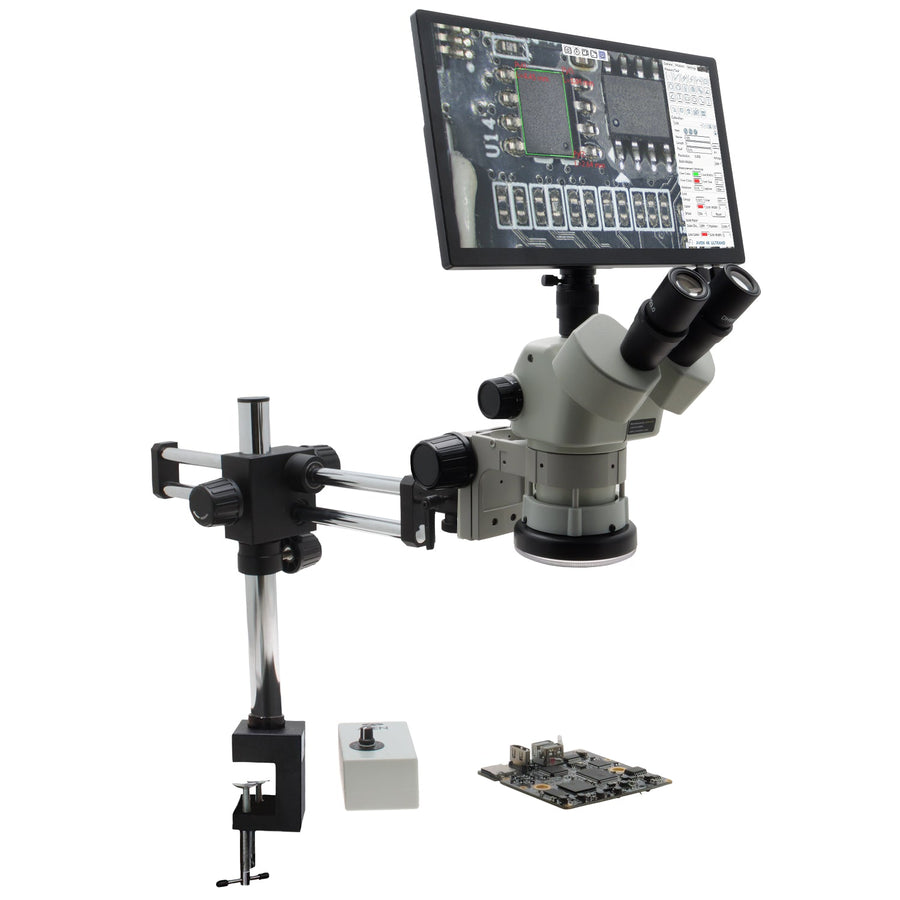 Aven 26800B-730 SPZV-50 Stereo Zoom Microscope, 6.7x–50x with Eidos 4K XL Camera Monitor Aven Tools MTESolutions