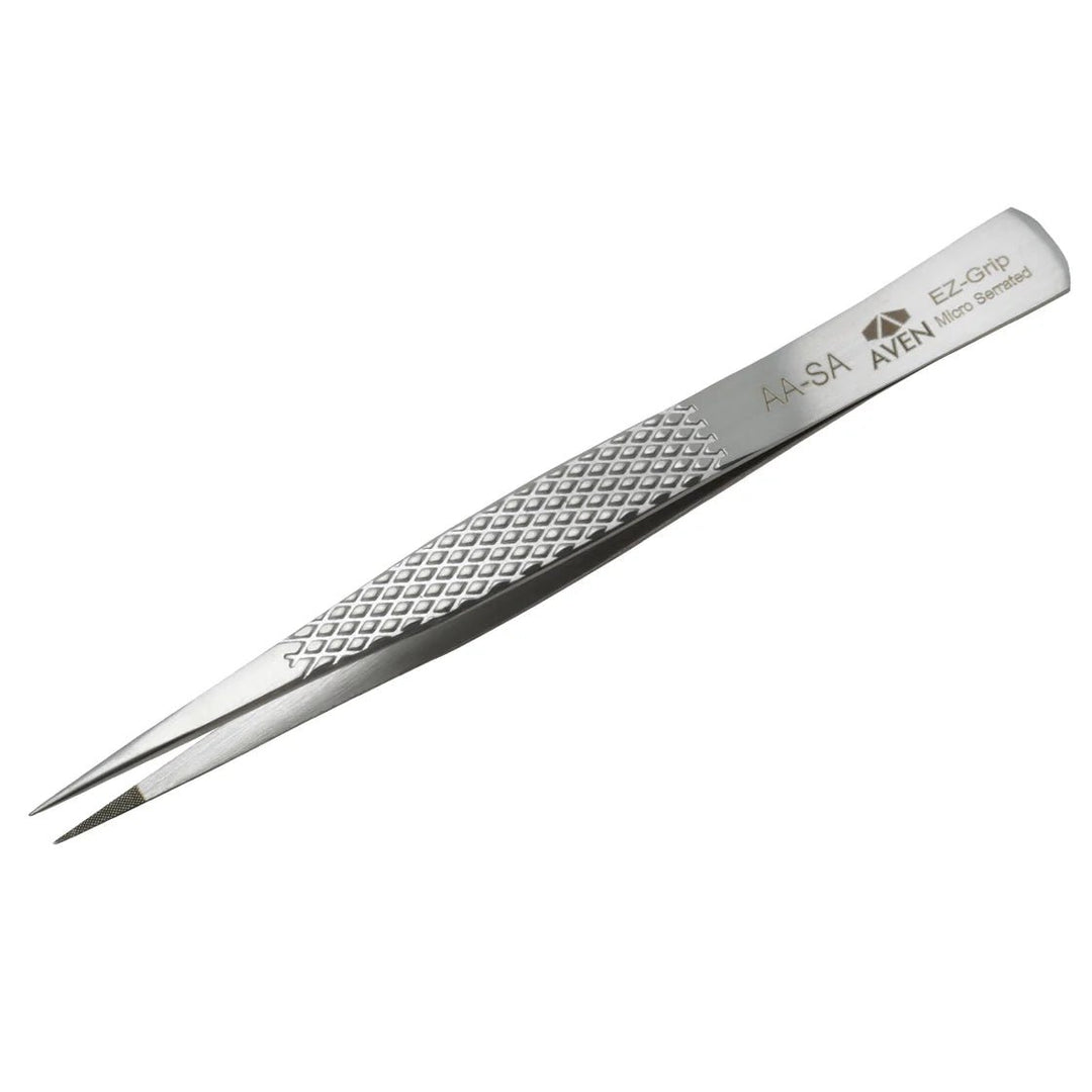 Aven Tools 18013EGS EZ Grip Serrated Tweezers Stainless Steel, AA Pattern MTESolutions