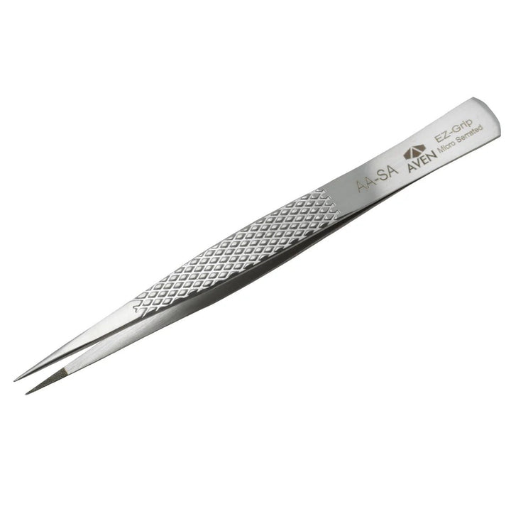 Aven Tools 18013EGS EZ Grip Serrated Tweezers Stainless Steel, AA Pattern MTESolutions