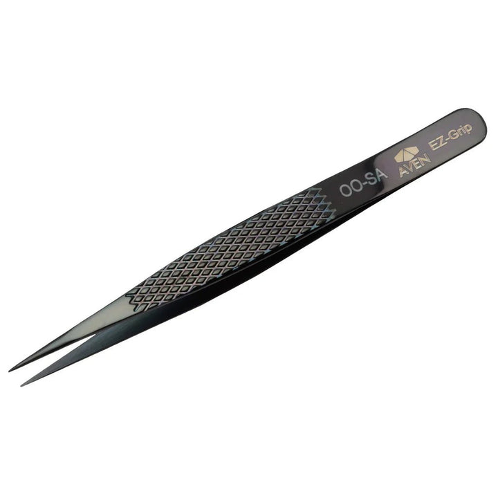 Aven Tools 18032EGBLK EZ Grip Black Tweezers Stainless Steel, OO Pattern MTESolutions