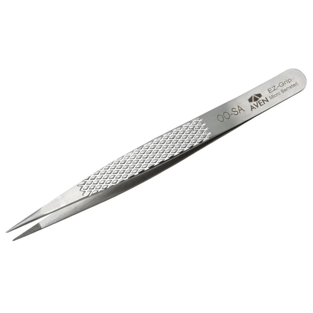 Aven Tools 18032EGS EZ Grip Micro - Serrated Tweezers Stainless Steel, OO Pattern MTESolutions