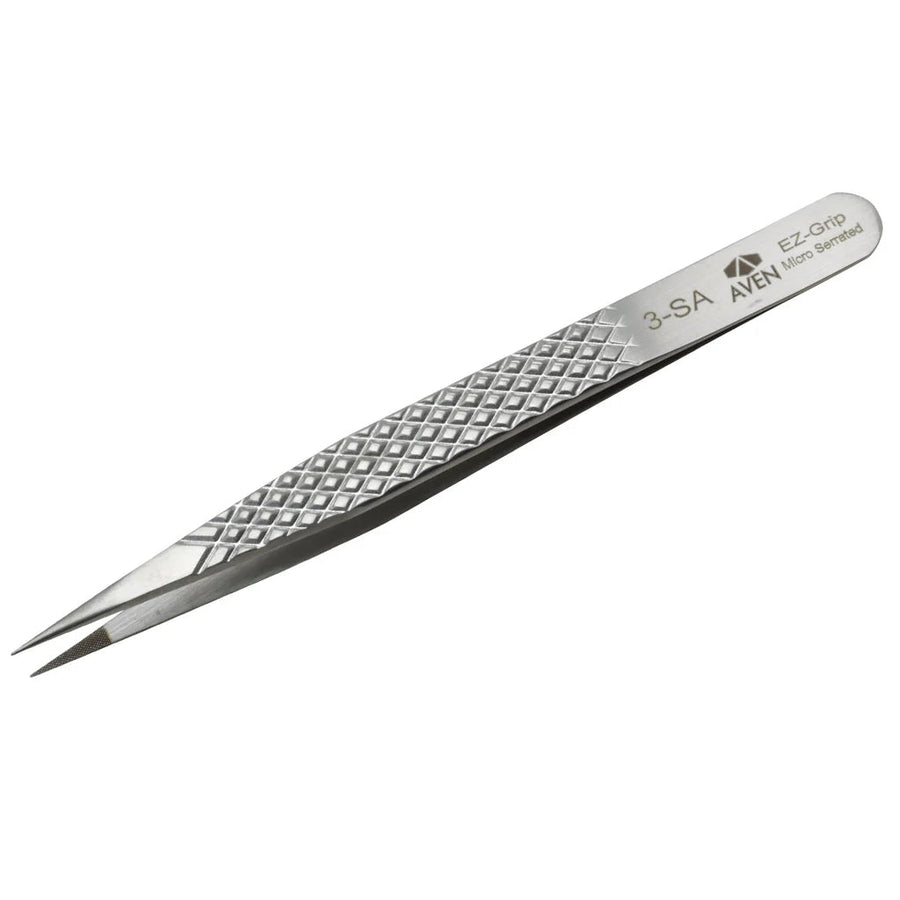 Aven Tools 18053EGS EZ Grip Micro - Serrated Tweezers Stainless Steel, 3 Pattern MTESolutions