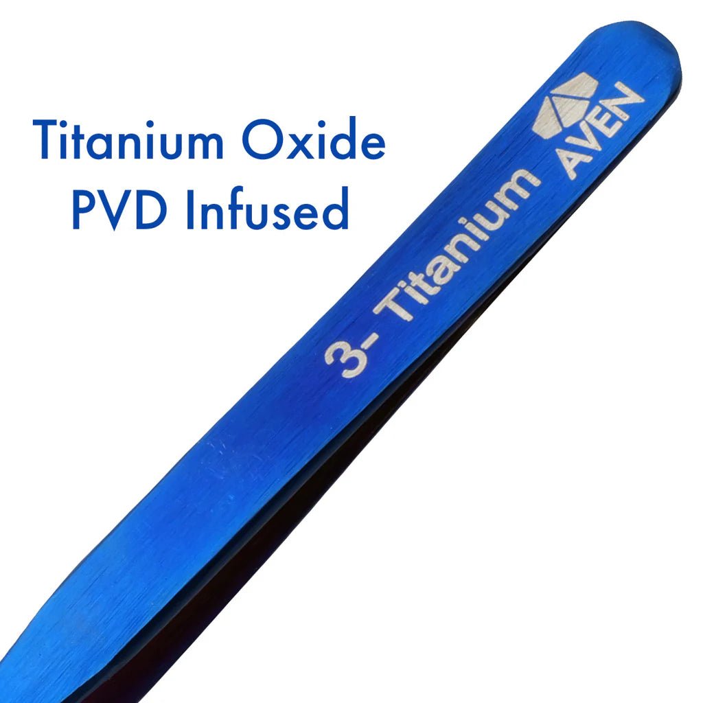 Aven Tools 18053TTB Titanium Blue Tweezers, Pattern #3 MTESolutions