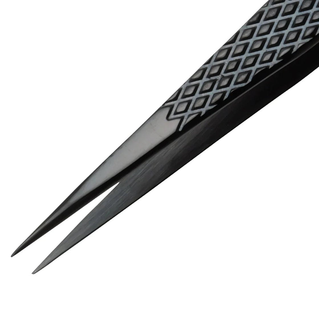 Aven Tools 18056EGBLK EZ Grip Black Tweezers Stainless Steel, #3C Pattern MTESolutions