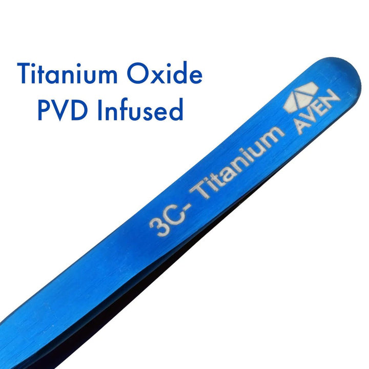 Aven Tools 18056TTB Titanium Blue Tweezers, Pattern #3C MTESolutions