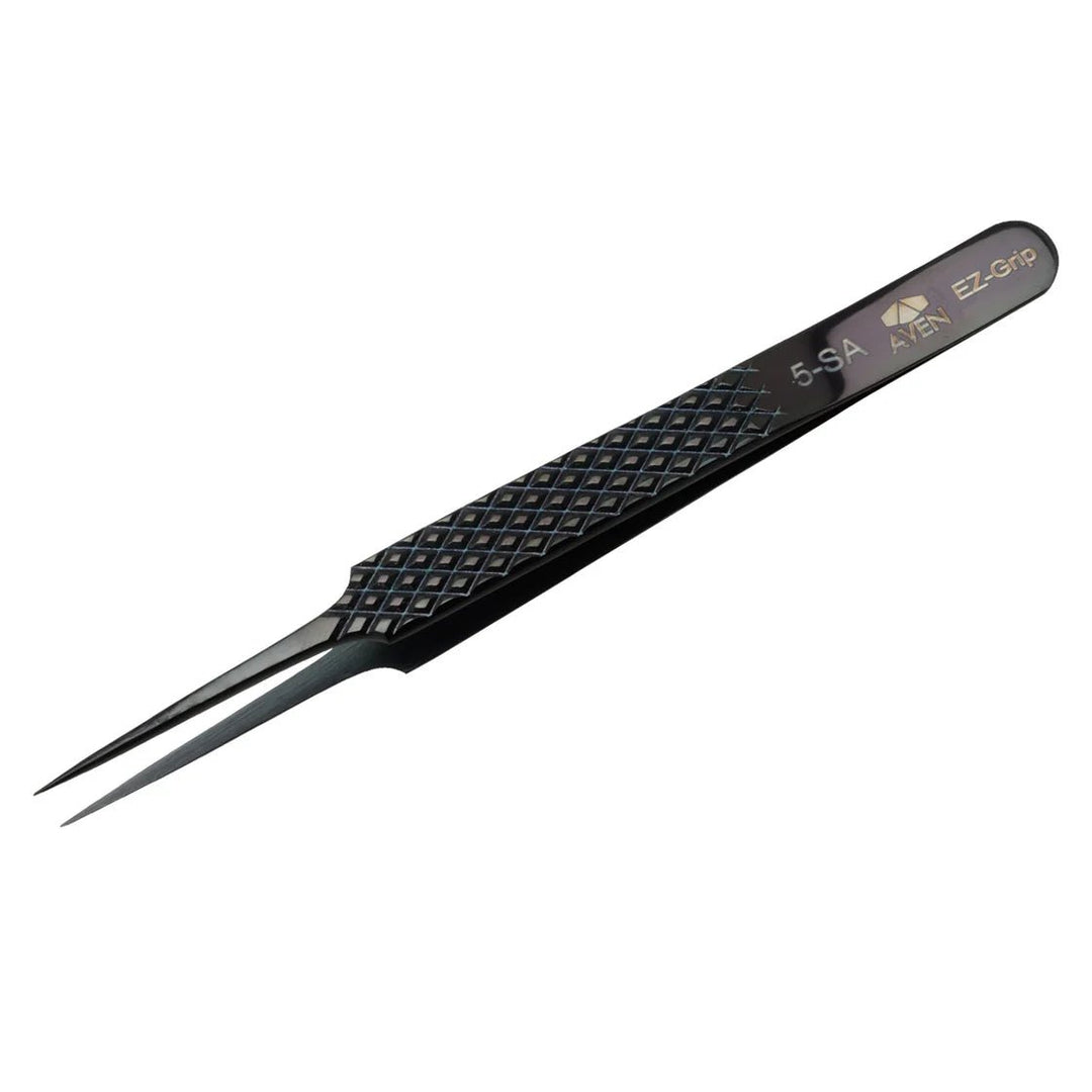 Aven Tools 18062EGBLK EZ Grip Black Tweezers Stainless Steel, 5 Pattern MTESolutions
