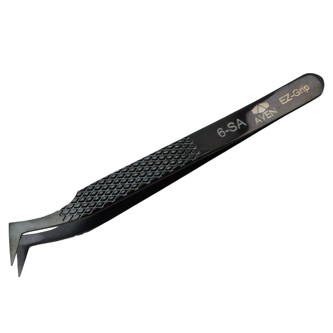 Aven Tools 18069EGBLK EZ Grip Black Tweezers Stainless Steel, 6 Pattern MTESolutions