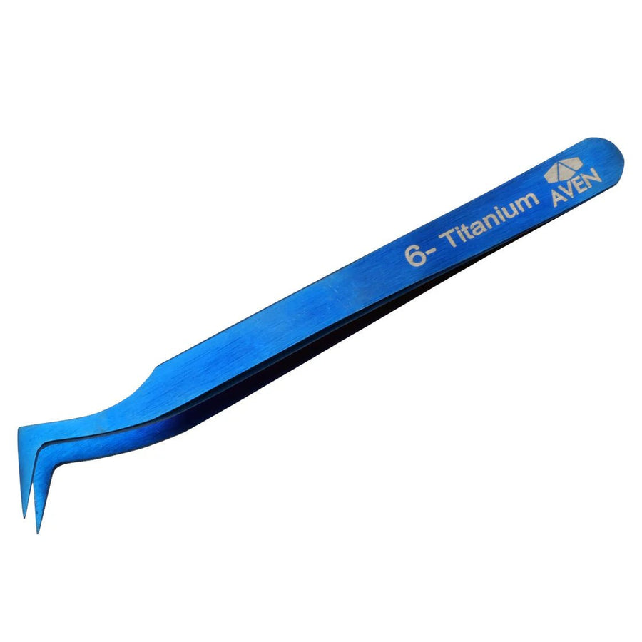 Aven Tools 18069TTB Titanium Blue Tweezers, Pattern #6 MTESolutions