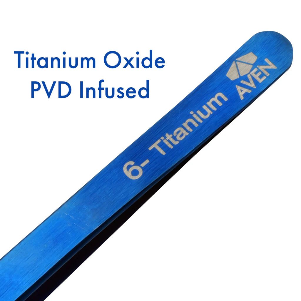 Aven Tools 18069TTB Titanium Blue Tweezers, Pattern #6 MTESolutions