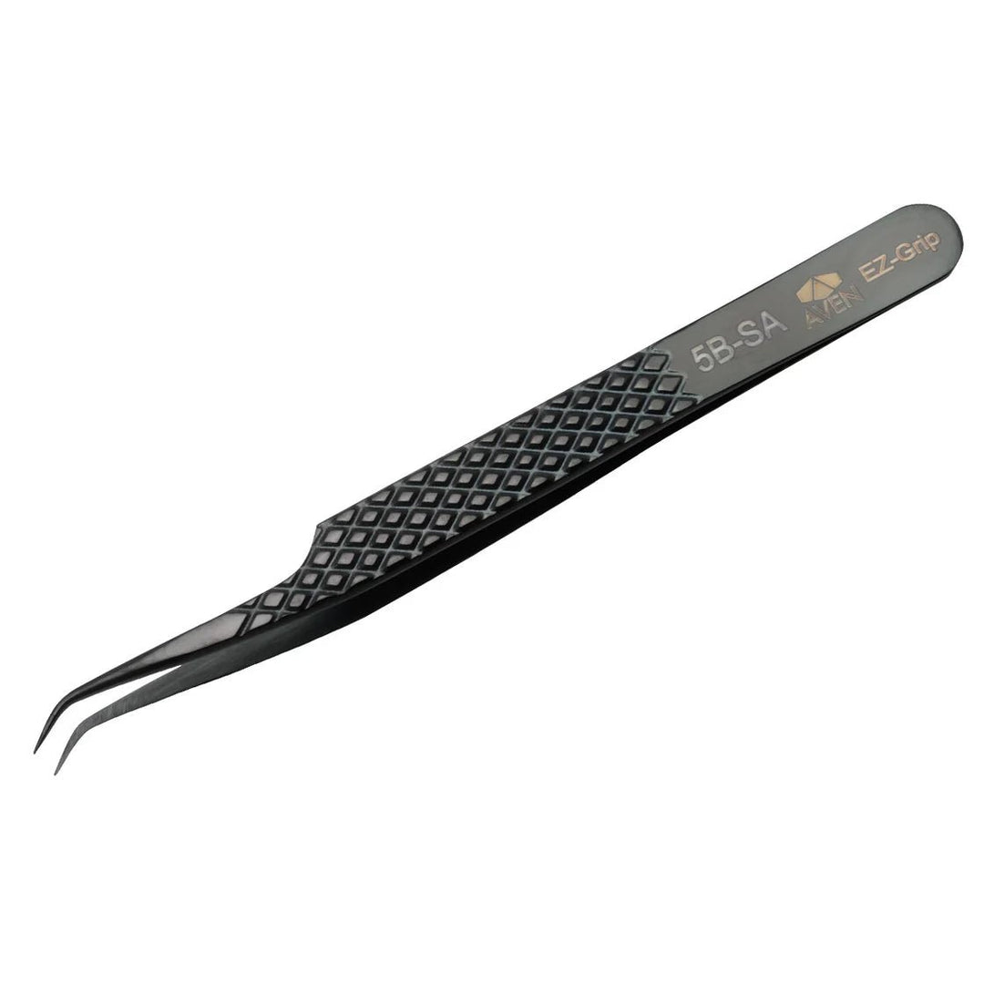 Aven Tools 18072EGBLK EZ Grip Black Tweezers Stainless Steel, #7 Pattern MTESolutions