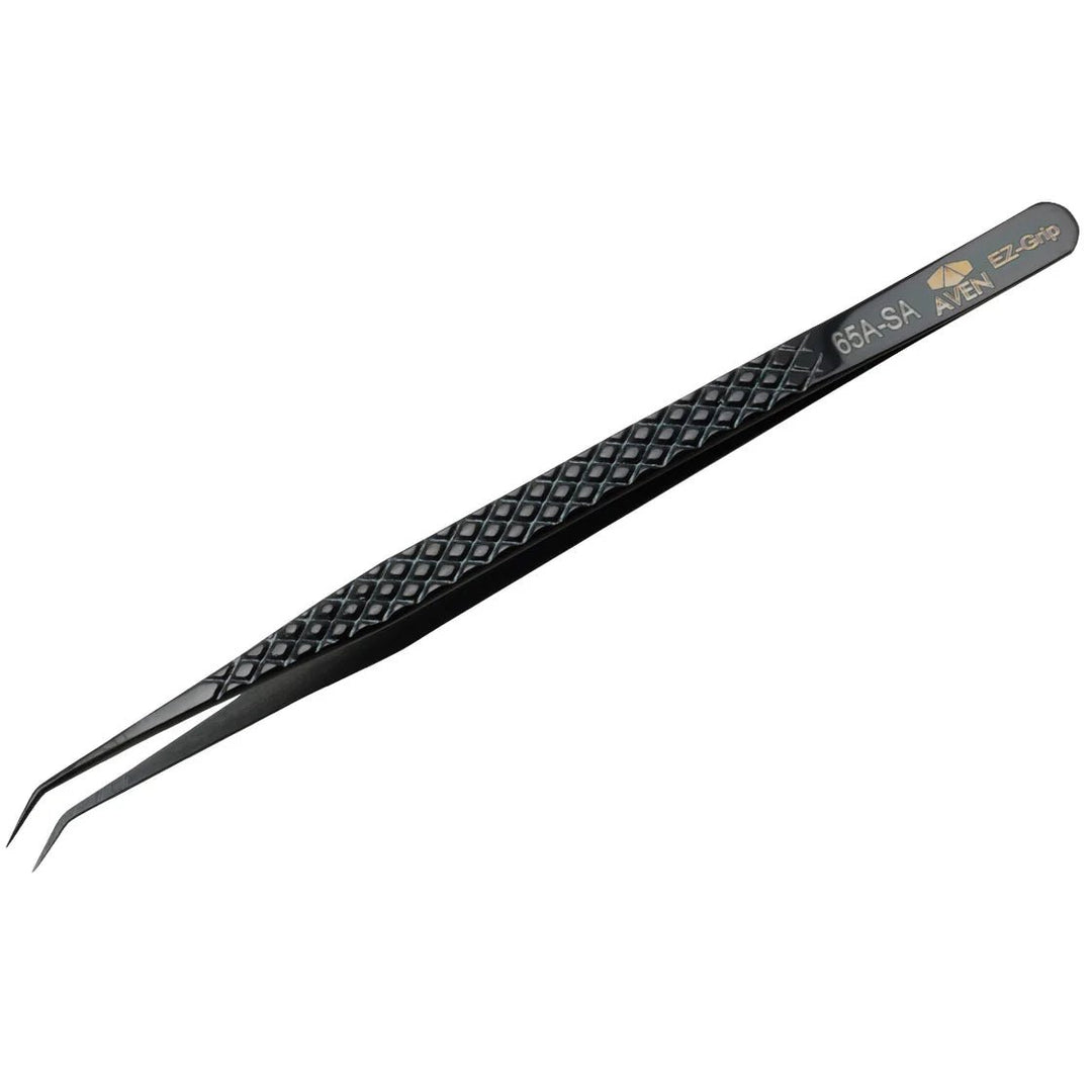 Aven Tools 18076EGBLK EZ Grip Black Tweezers Stainless Steel, #65A Pattern MTESolutions