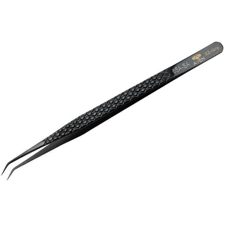 Aven Tools 18076EGBLK EZ Grip Black Tweezers Stainless Steel, #65A Pattern MTESolutions