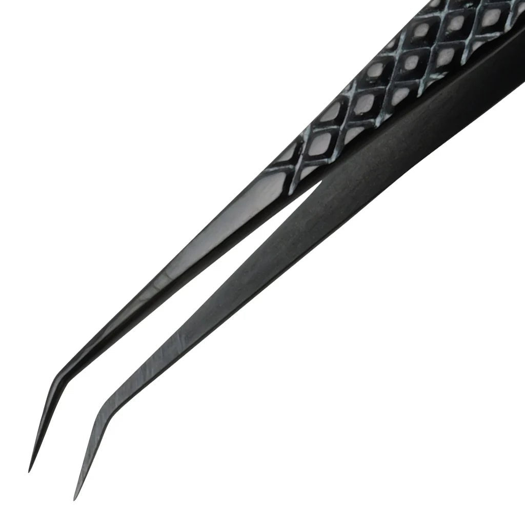Aven Tools 18076EGBLK EZ Grip Black Tweezers Stainless Steel, #65A Pattern MTESolutions