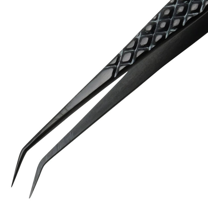 Aven Tools 18076EGBLK EZ Grip Black Tweezers Stainless Steel, #65A Pattern MTESolutions