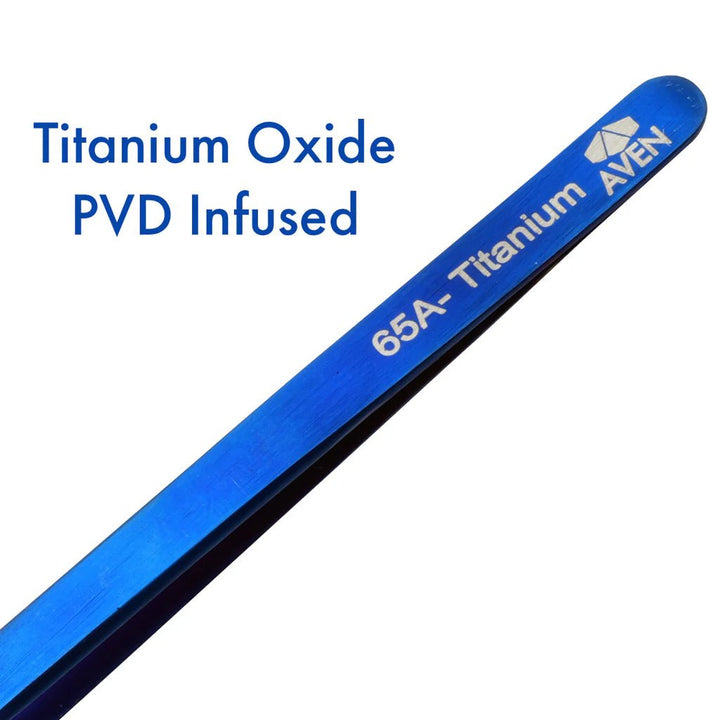 Aven Tools 18076TTB Titanium Blue Tweezers, Pattern #65 MTESolutions