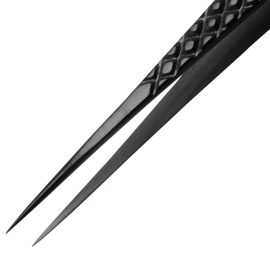 Aven Tools 18077EGBLK EZ Grip Black Tweezers Stainless Steel, #66 Pattern MTESolutions