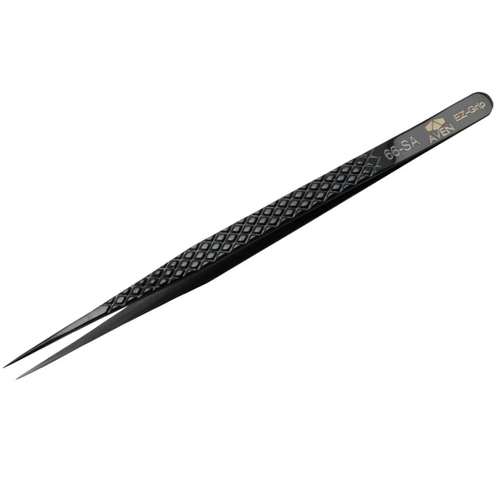 Aven Tools 18077EGBLK EZ Grip Black Tweezers Stainless Steel, #66 Pattern MTESolutions