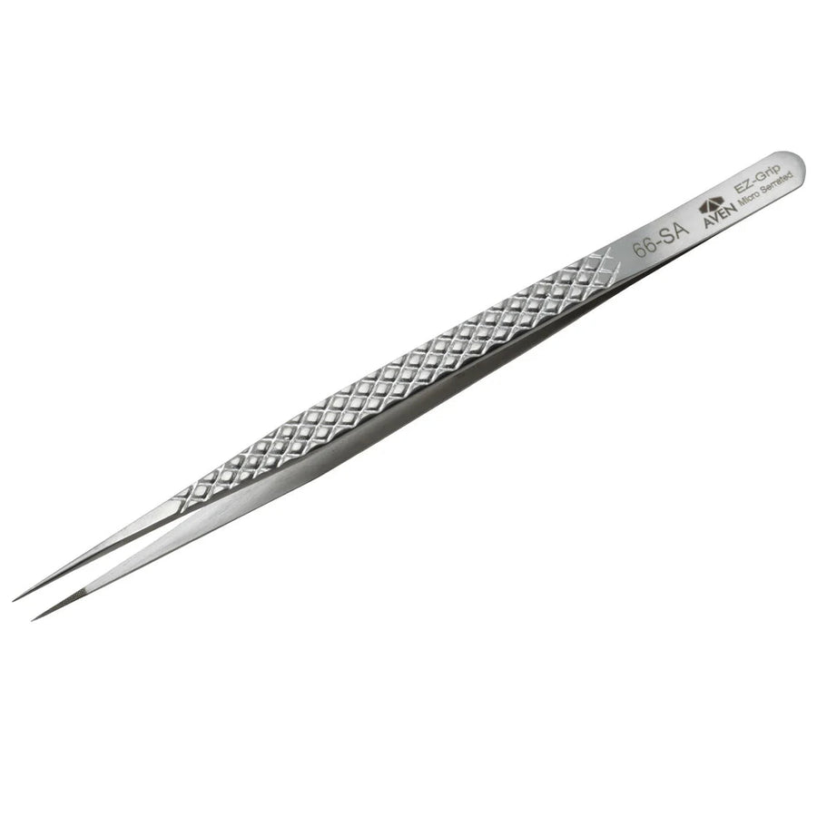 Aven Tools 18077EGS EZ Grip Micro - Serrated Tweezers Stainless Steel, #66 Pattern MTESolutions