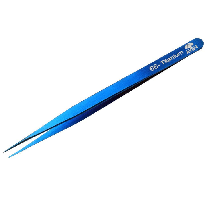 Aven Tools 18077TTB Titanium Blue Tweezers, Pattern #66 MTESolutions