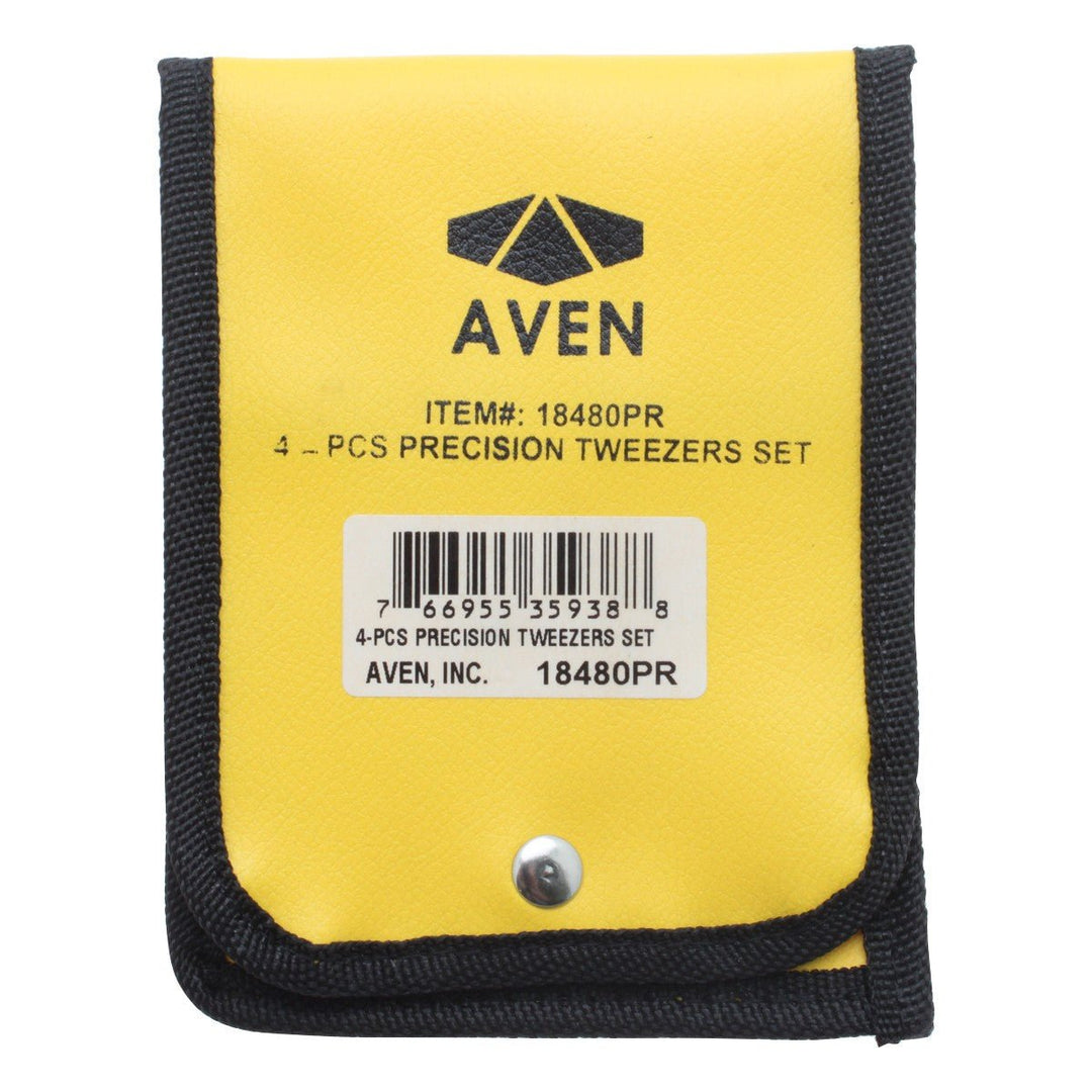 Aven Tools 18480PR, 4 Piece Precision Tweezers Set MTESolutions