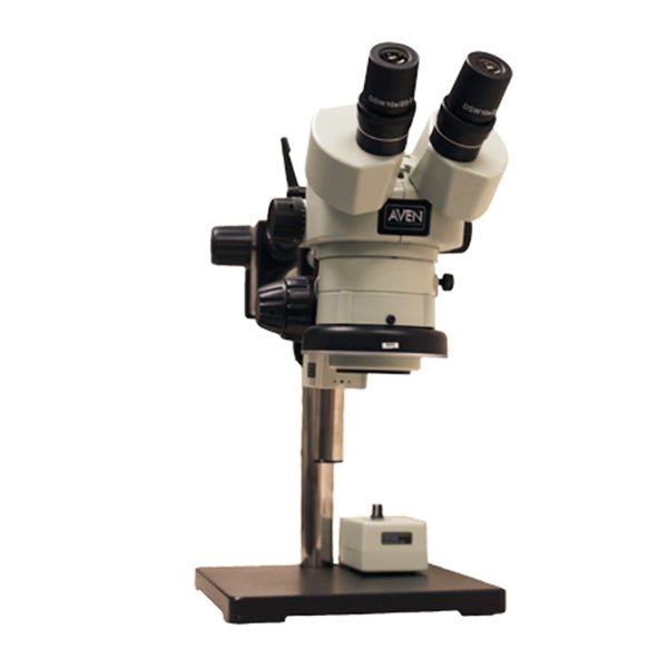 Aven Tools 26800B - 369 Stereo Zoom Binocular Microscope SPZ - 50 [6.75x - 50x] on Double Arm Boom Stand with Integrated LED Light MTESolutions