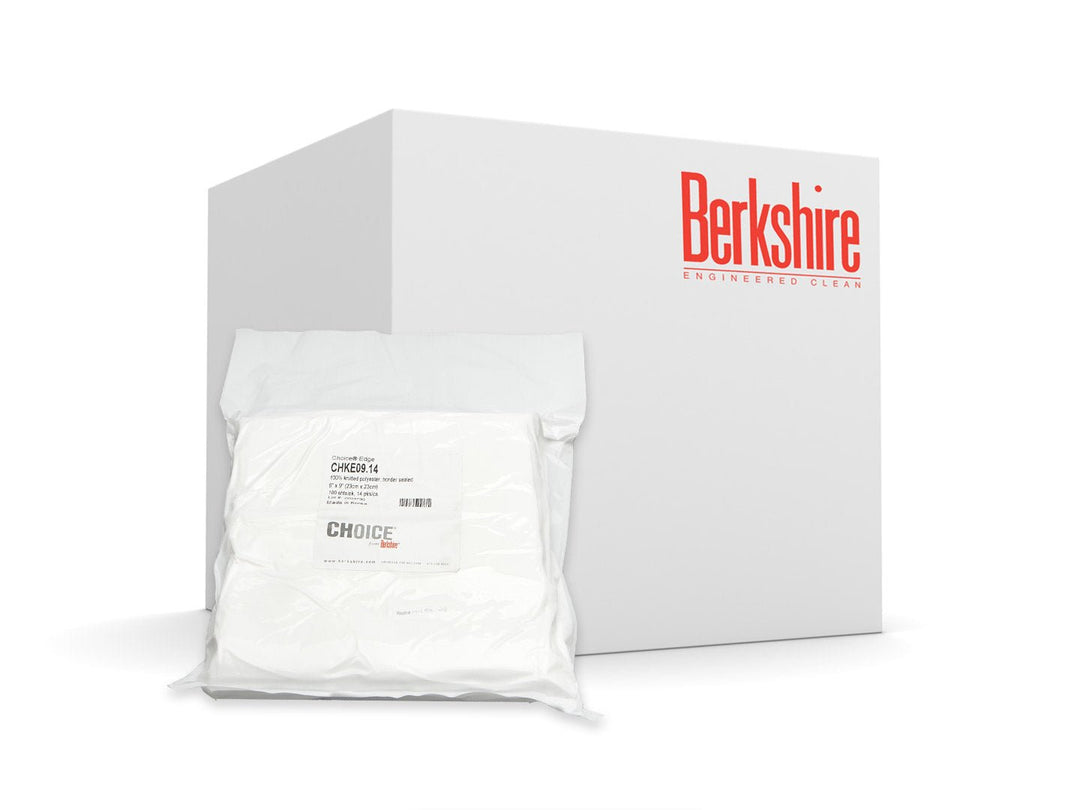 Berkshire CHKE09.14, Choice Edge, Polyester Knitted, 4 - Side Border SE, Laundered, 9"x9", Case of 1,400 MTESolutions