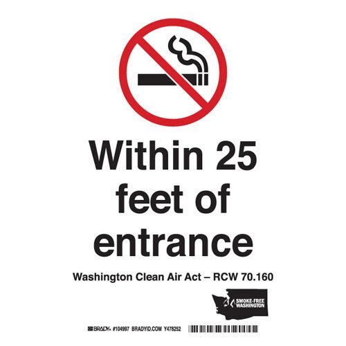 Brady 104997 Washington State No Smoking Sign MTESolutions
