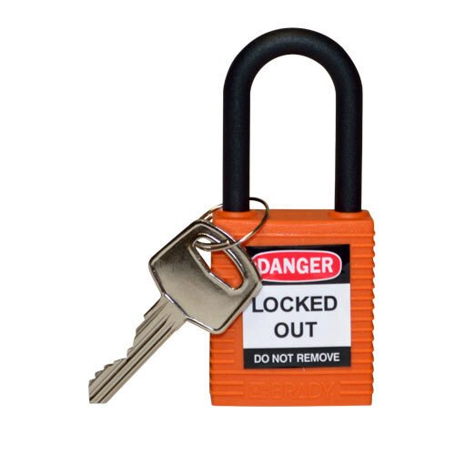 Brady 123328 Orange Nylon Shackle Safety Padlock MTESolutions