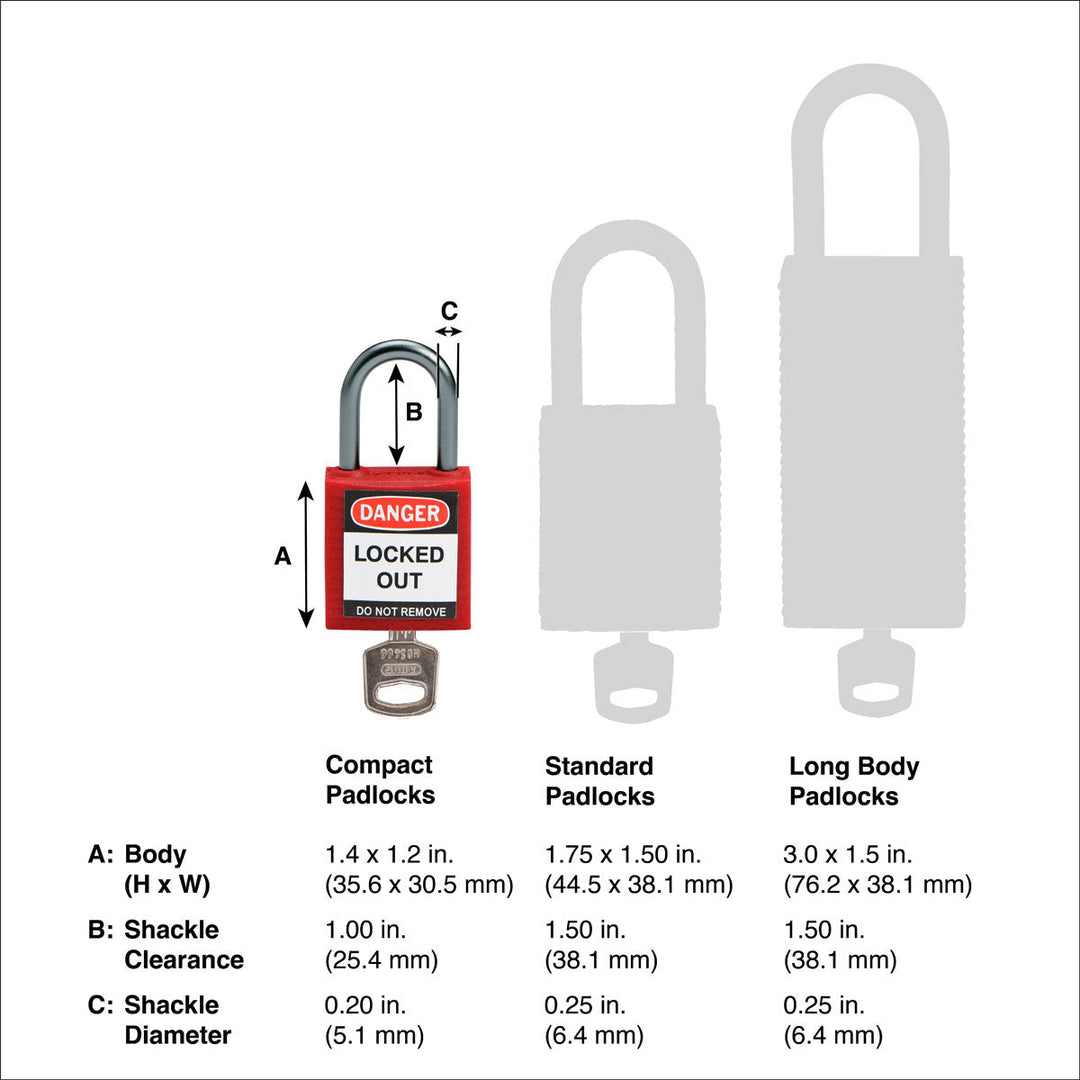 Brady 143164, Compact Key Retaining Nylon Padlock, 1in, Aluminum Shackle KD Purple MTESolutions