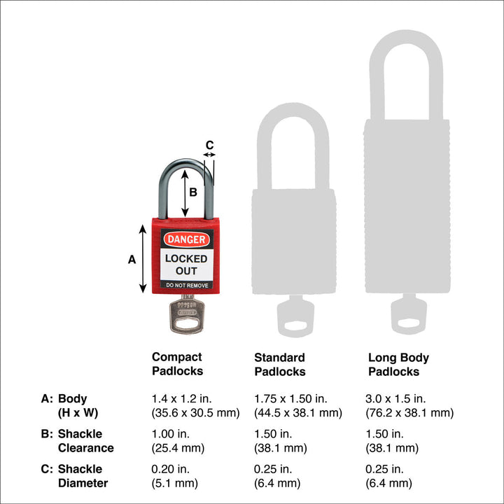 Brady 143164, Compact Key Retaining Nylon Padlock, 1in, Aluminum Shackle KD Purple MTESolutions