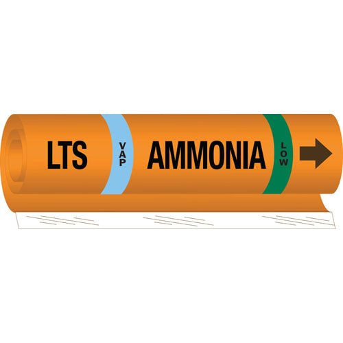 Brady 145770 IIAR Pipe Markers - LTS VAP Ammonia Low, Orange, 1.5 - 2.375 in MTESolutions