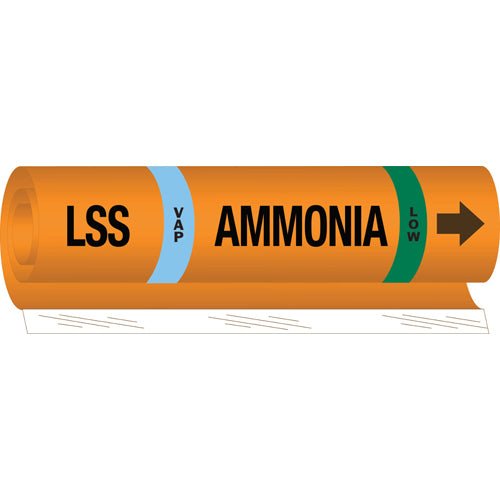 Brady 145776 IIAR Pipe Markers - LSS VAP Ammonia Low, Orange, 1.5 - 2.375 in MTESolutions