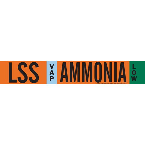 Brady 145843 IIAR Pipe Markers - LSS VAP Ammonia Low Orange, 2.5 - 7.875 in MTESolutions