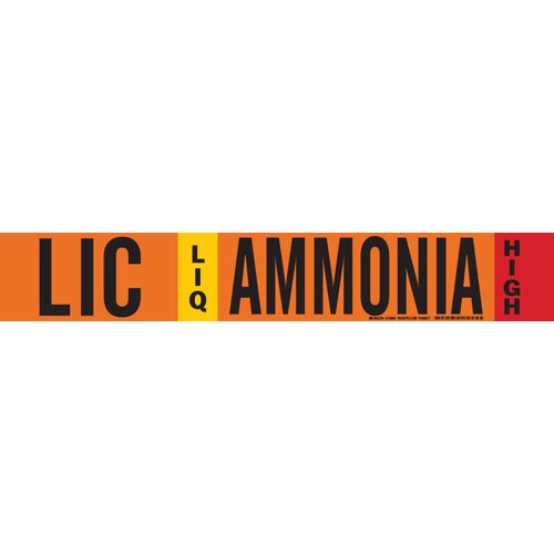 Brady 145864 IIAR Pipe Markers LIC LIQ Ammonia High, Orange, 2.5 - 7.875 in MTESolutions