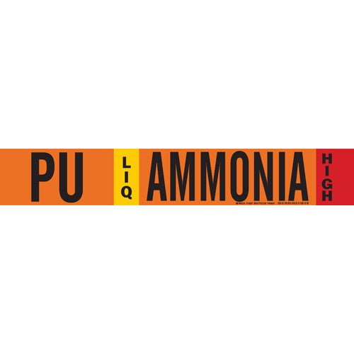Brady 145867 IIAR Pipe Markers PU LIQ Ammonia High, Orange, 2 - 1/2 in. to 7 - 7/8 in. MTESolutions