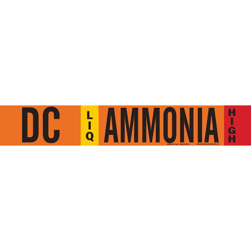 Brady 145891 IIAR Pipe Markers DC LIQ Ammonia High, Orange, 8 in or larger MTESolutions