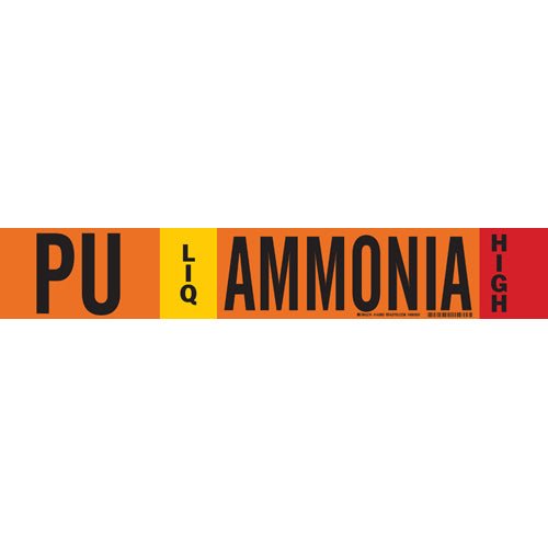 Brady 145895 IIAR Pipe Markers PU LIQ Ammonia High, Orange, 8 in or larger MTESolutions