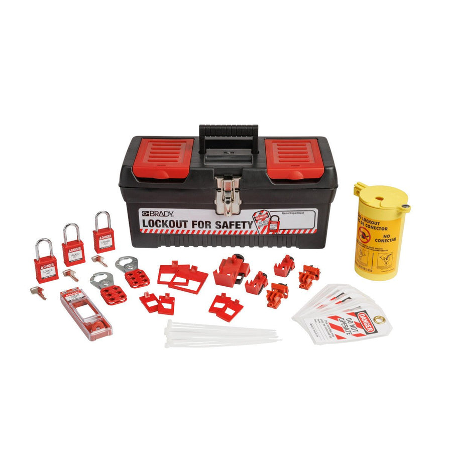Brady 153670 Electrical Lockout Tagout Kit with Nylon Safety Lockout Padlocks in Toolbox MTESolutions