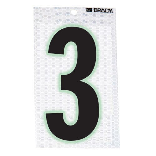 Brady 3000 - 3 Glow - In - The - Dark - Ultra Reflective Number - 3 MTESolutions