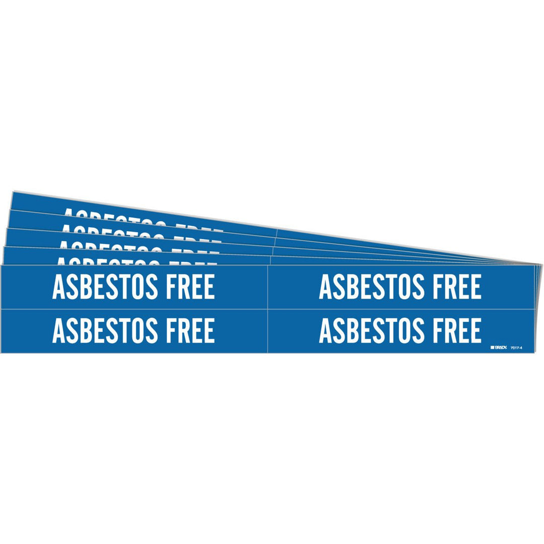Brady 7017-4-PK ASBESTOS FREE Self-Adhesive Pipe Marker, Style 4, 0.75–2.375" Pipe OD, Pack of 5 Brady MTESolutions