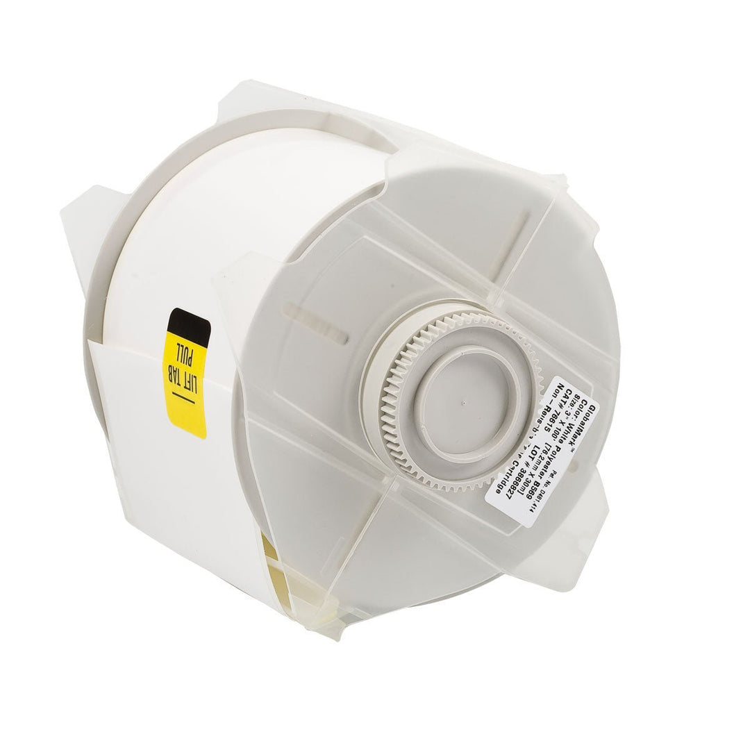 Brady 76615 GlobalMark Continuous High Performance Polyester Labels, White, 3 in x 100 ft MTESolutions