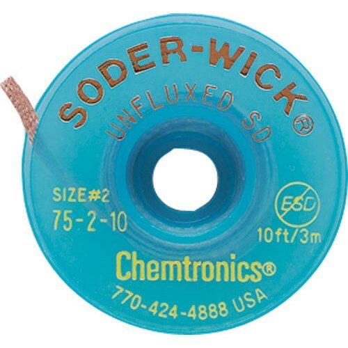 Chemtronics 75 - 2 - 10 Unfluxed Wick, .060", On 10 Ft. Static Dissipative Spool MTESolutions