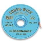 Chemtronics SW18055, Soder - Wick Rosin Flux Desoldering Wick 5 ft, 3.7mm, 25 bobbins MTESolutions