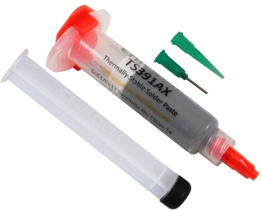 Chip Quik TS391AX, Thermally Stable Solder Paste, No - Clean Sn63/Pb37 T4 (15g syringe) MTESolutions