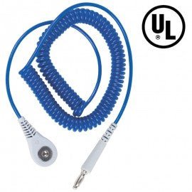 Desco 09120 Jewel Coil Cord With 0.16" Snap Socket, Sapphire, 6' MTESolutions