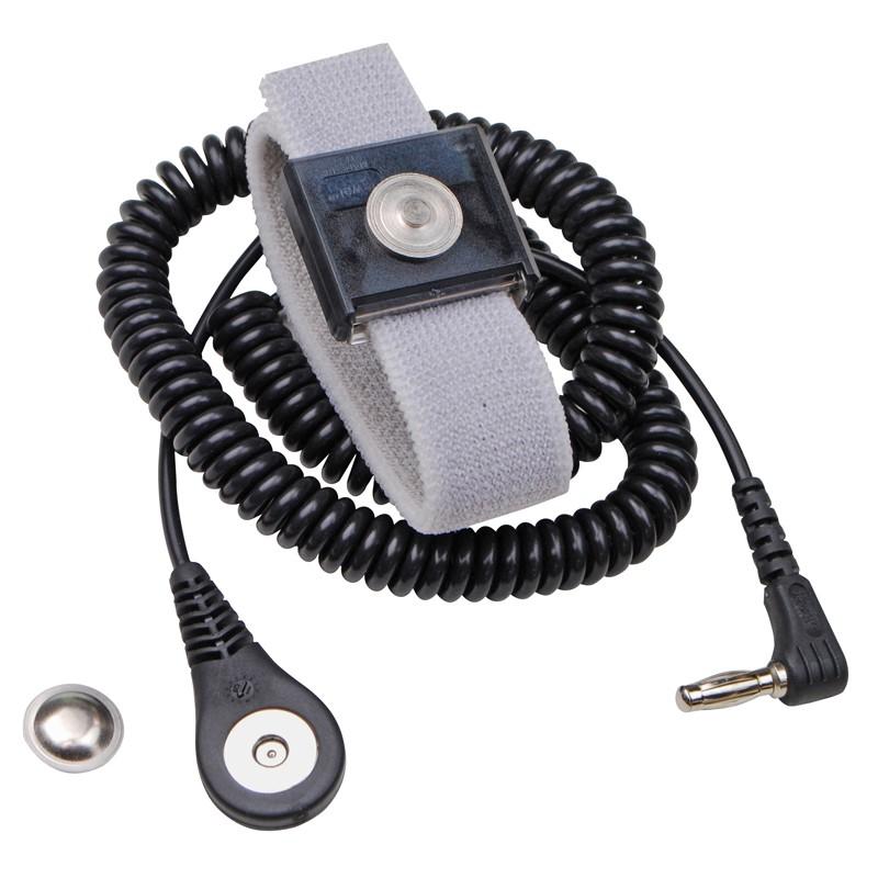 Desco 09202 Jewel Magsnap Adjustable Wrist Band With Right Angle 6' Coil Cord MTESolutions