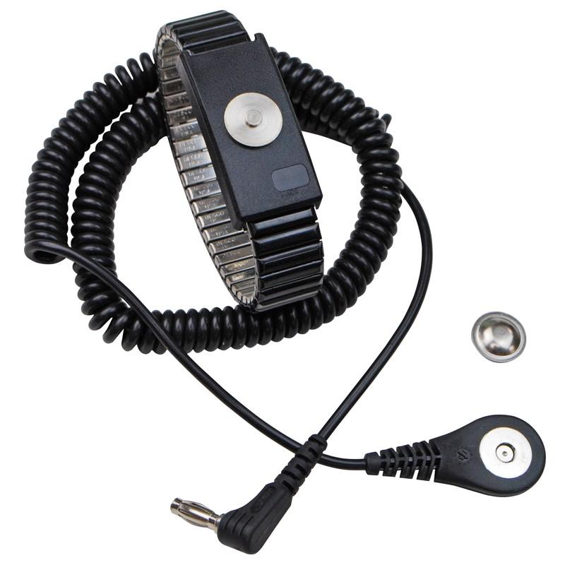 Desco 09205 Jewel Magsnap Metal Expansion Wrist Band With Right Angle 12' Coil Cord MTESolutions